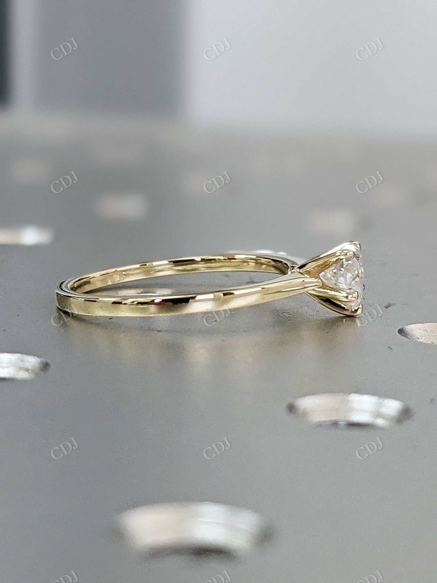 Heart Shaped Moissanite Yellow Gold Solitaire Engagement Ring