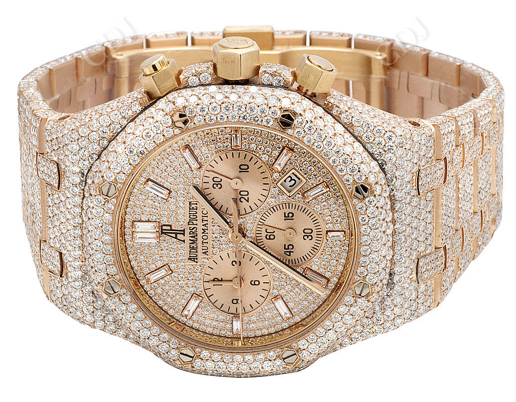 Rose Gold Full Diamond Men's Custom Watch (31.75 CTW)