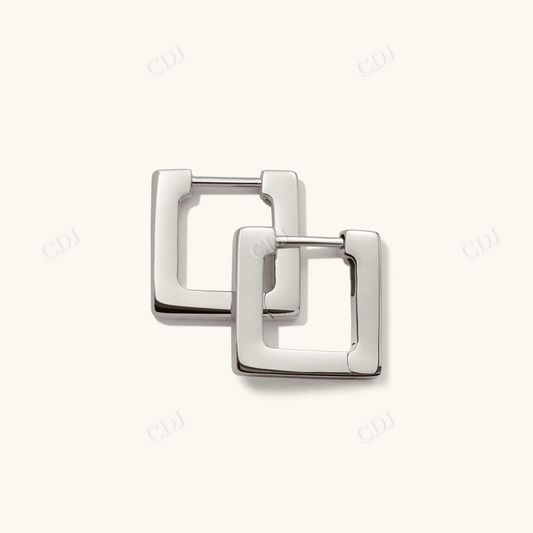 Square Small Block Hoops Earring  customdiamjewel Sterling Silver White Gold 