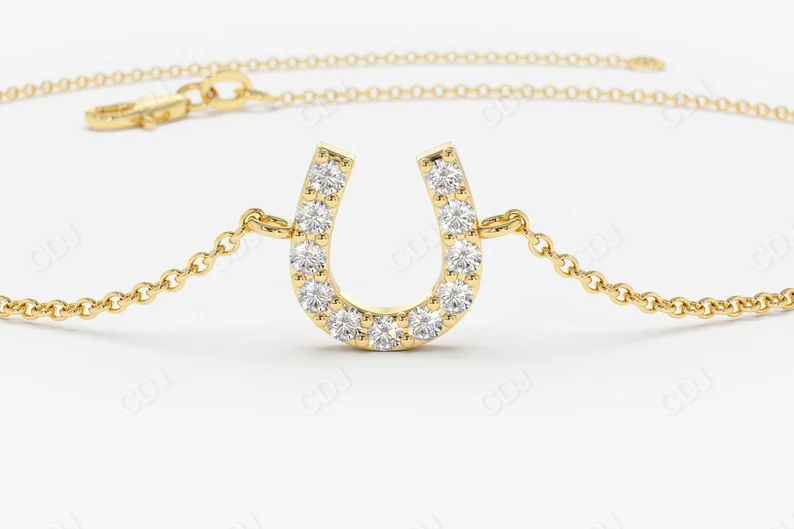 0.08CTW Moissanite Horseshoe Diamond Bracelet  customdiamjewel Sterling Silver Yellow Gold VVS-EF