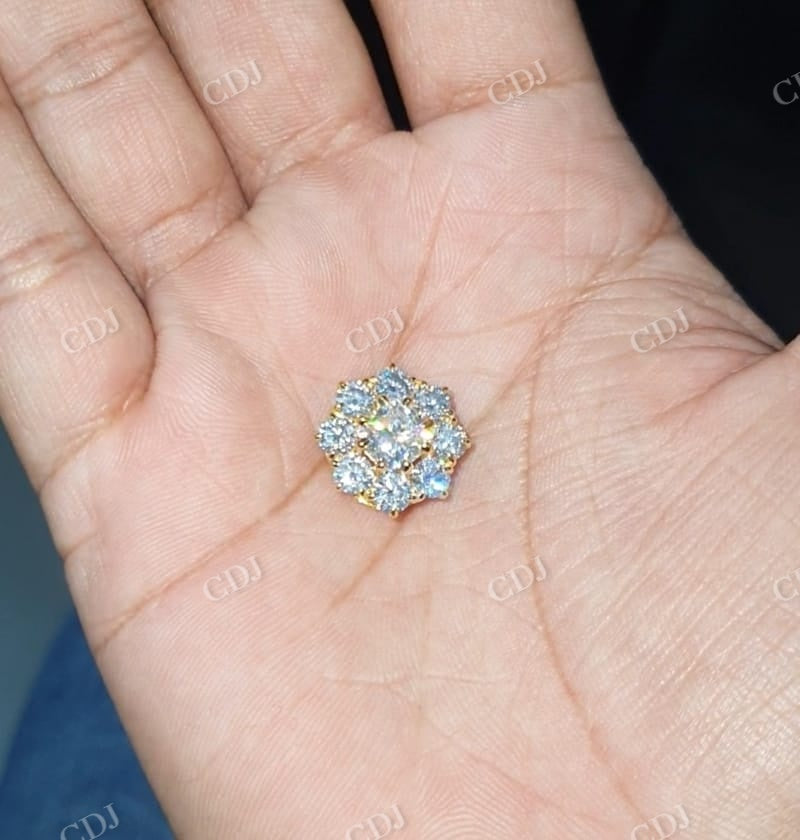 Crushed Ice Cushion Shaped Halo Moissanite Pendant  customdiamjewel   