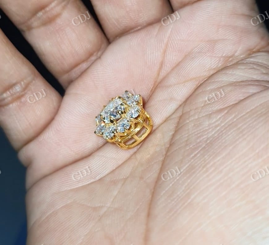 Crushed Ice Cushion Shaped Halo Moissanite Pendant  customdiamjewel   