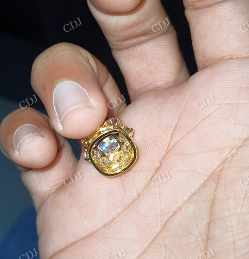 Crushed Ice Cushion Shaped Halo Moissanite Pendant  customdiamjewel   