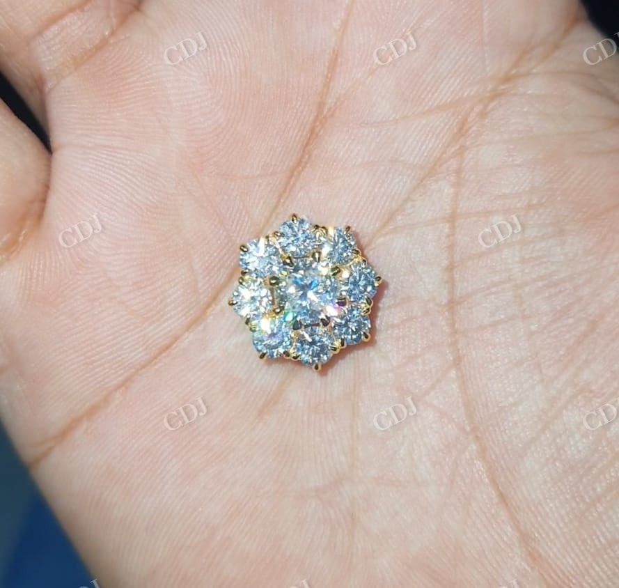 Crushed Ice Cushion Shaped Halo Moissanite Pendant  customdiamjewel   