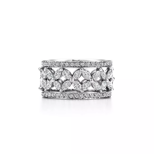 2.51 CTW Marquise & Round Cut Cluster Diamond Ring  customdiamjewel 10KT White Gold VVS-EF