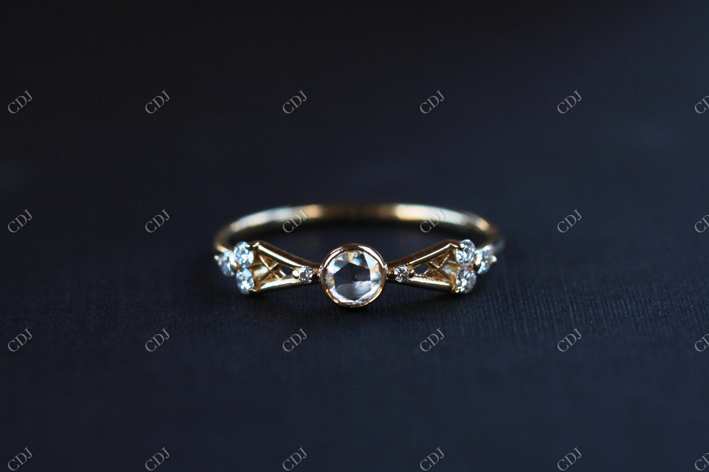 0.13CTW Antique Rose Cut Ribbon Snowflake Engagement Ring