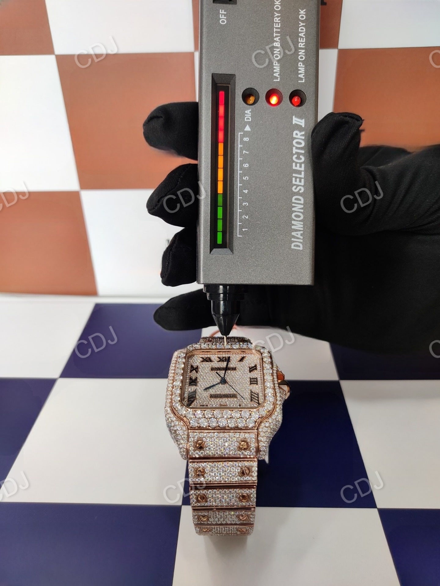 Full Rose cartier Santos Wrist Watch For Men customdiamjewel