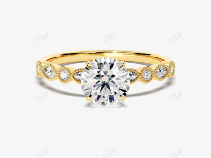 Art Deco Round Shape Moissanite Vintage Engagement Ring