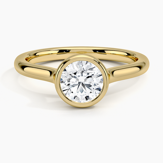 2 Carat Round Bezel Set Lab Grown Diamond Engagement Ring  customdiamjewel Sterling Silver Yellow Gold VVS-EF