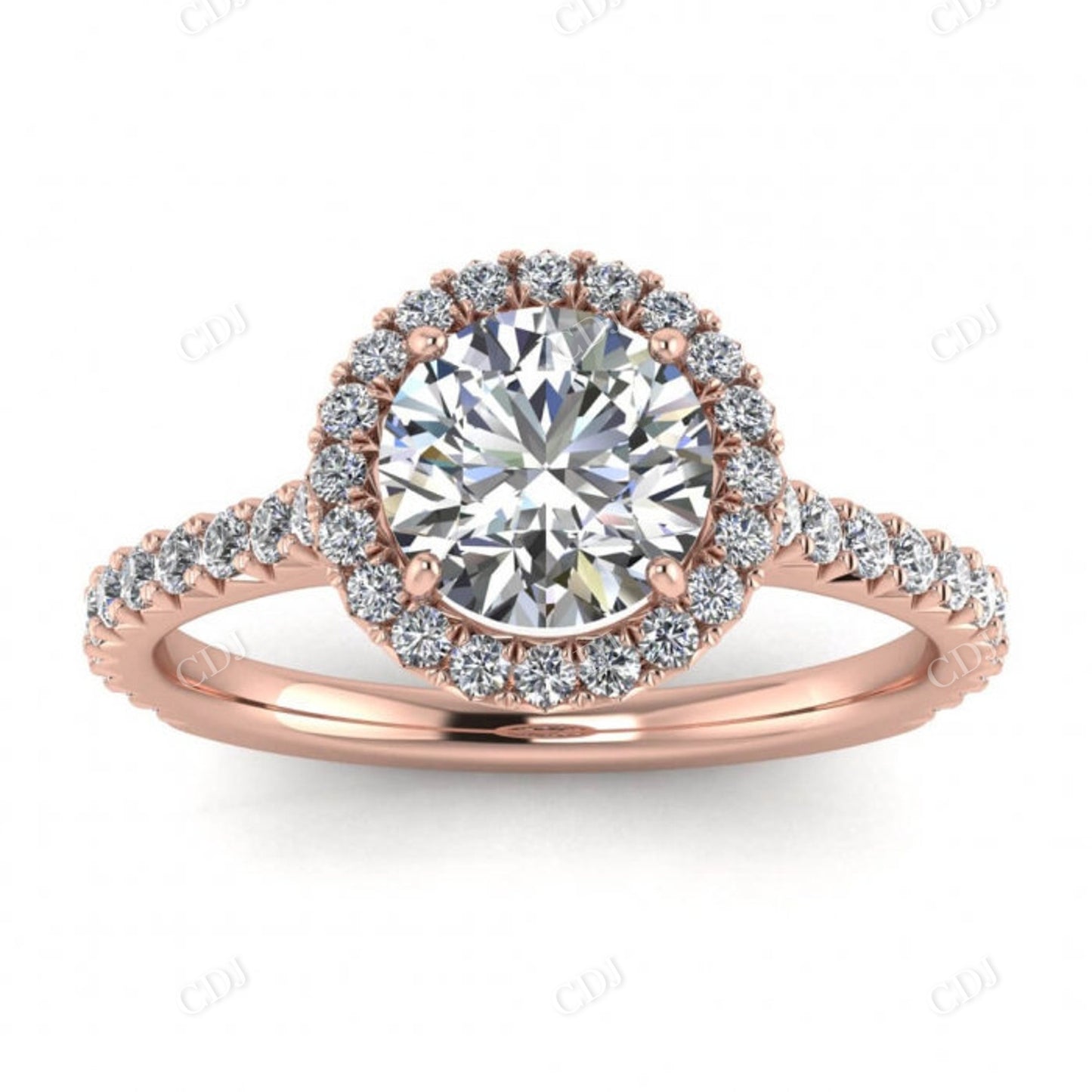 3/4 Diamond Eternity Ring Round Cut Moissanite Halo ring  customdiamjewel 10KT Rose Gold VVS-EF