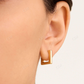 Square Shape Block Small Hoops 18K Yellow Gold Earrings