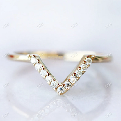 Petite Diamond V Shaped Chevron Wedding Band  customdiamjewel 10KT Yellow Gold VVS-EF