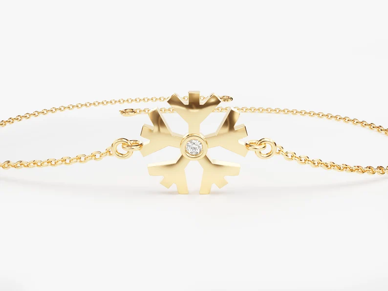 Snowflake Natural Diamond Bracelet  customdiamjewel 10 KT Solid Gold Yellow Gold VVS-EF