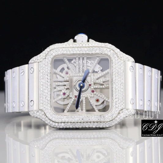 Diamond On Bezel Men's Cartier Moissanite Watch customdiamjewel