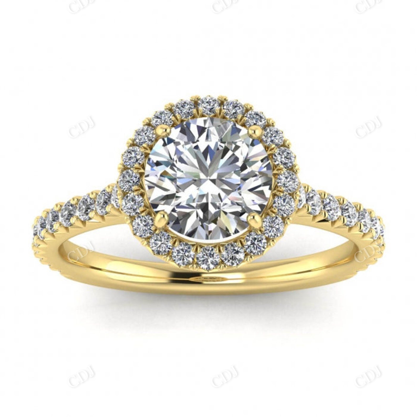 3/4 Diamond Eternity Ring Round Cut Moissanite Halo ring  customdiamjewel 10KT Yellow Gold VVS-EF