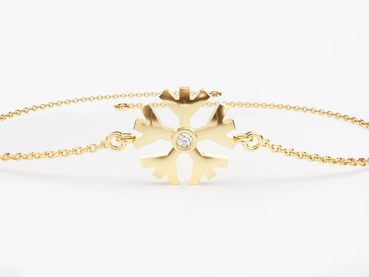 Minimalist Snowflake Moissanite Bracelet for Women  customdiamjewel Sterling Silver Yellow Gold VVS-EF