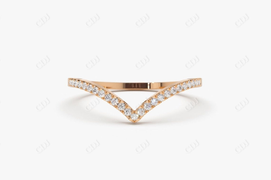0.14 CTW Lab Grown Diamond Chevron Wedding Band  customdiamjewel 10KT Rose Gold VVS-EF