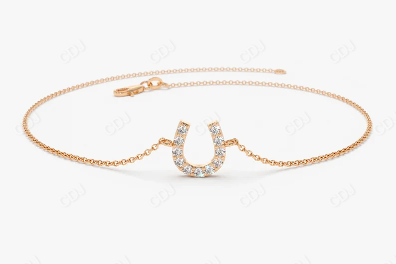 0.08CTW Moissanite Horseshoe Diamond Bracelet  customdiamjewel Sterling Silver Rose Gold VVS-EF