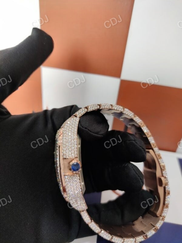 Full Rose cartier Santos Wrist Watch For Men customdiamjewel