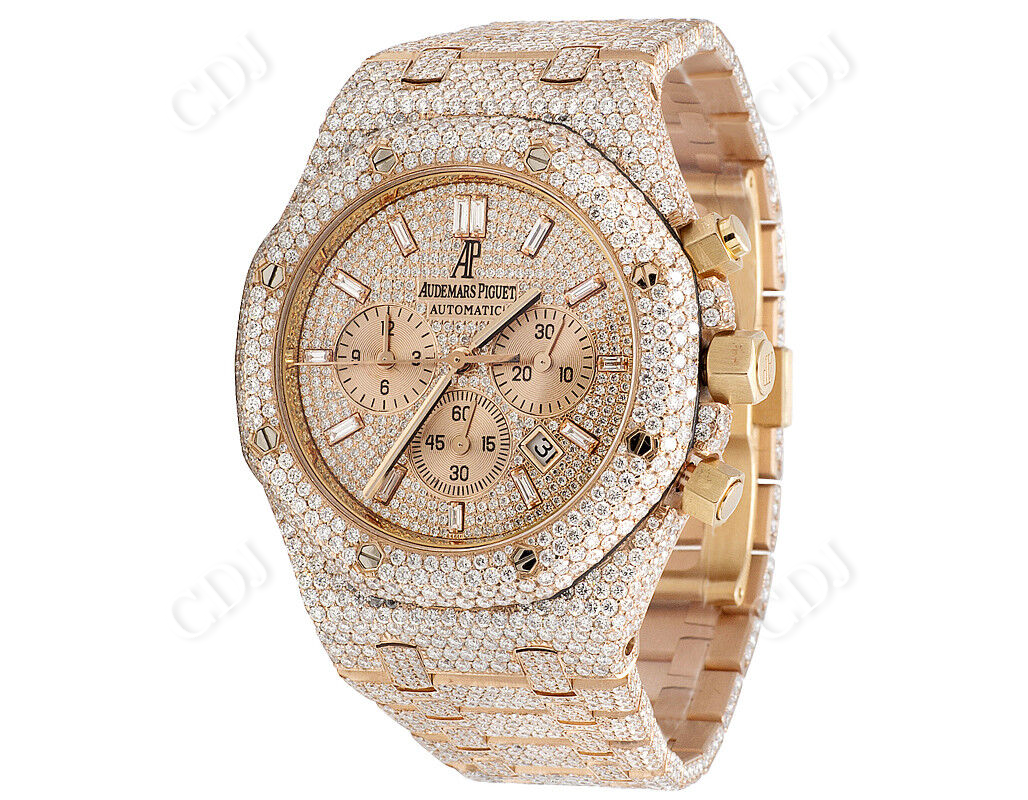 Rose Gold Full Diamond Men's Custom Watch (31.75 CTW)