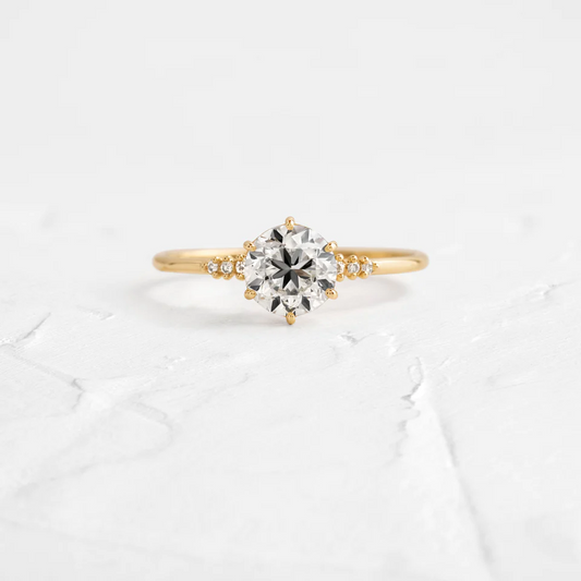 Round Moissanite 6 Prong Cluster Wedding Ring  customdiamjewel 10KT Yellow Gold VVS-EF