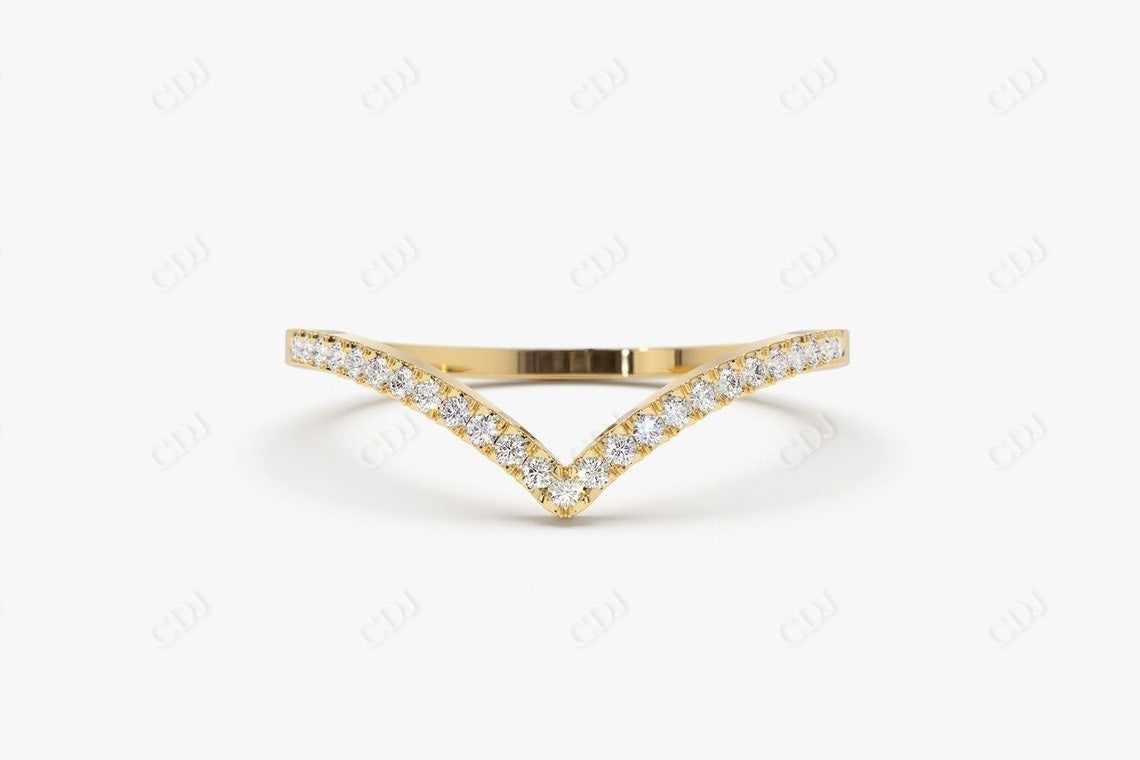 0.14 CTW Lab Grown Diamond Chevron Wedding Band  customdiamjewel 10KT Yellow Gold VVS-EF