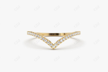 0.14 CTW Lab Grown Diamond Chevron Wedding Band  customdiamjewel 10KT Yellow Gold VVS-EF