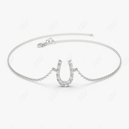 0.08CTW Moissanite Horseshoe Diamond Bracelet  customdiamjewel Sterling Silver White Gold VVS-EF