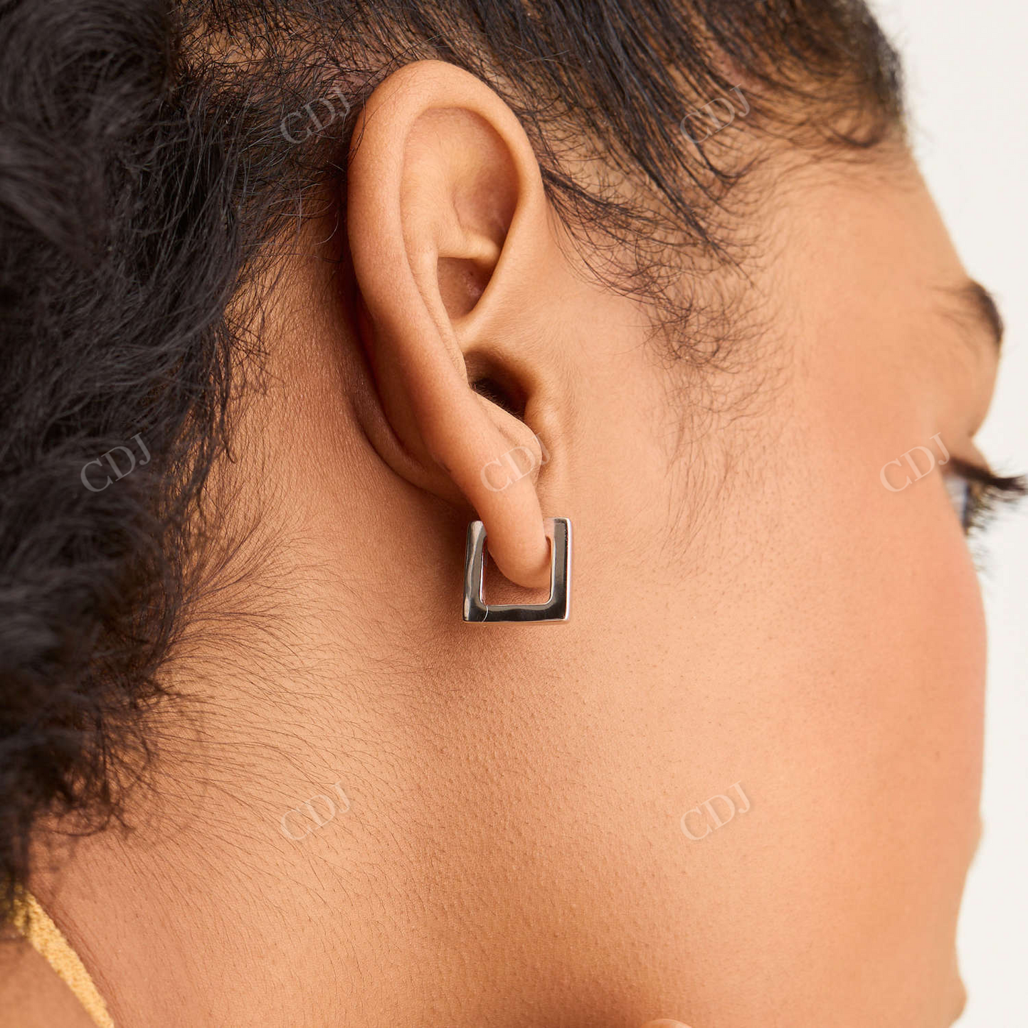 Square Block Small 14K Solid Gold Hoops Earrings