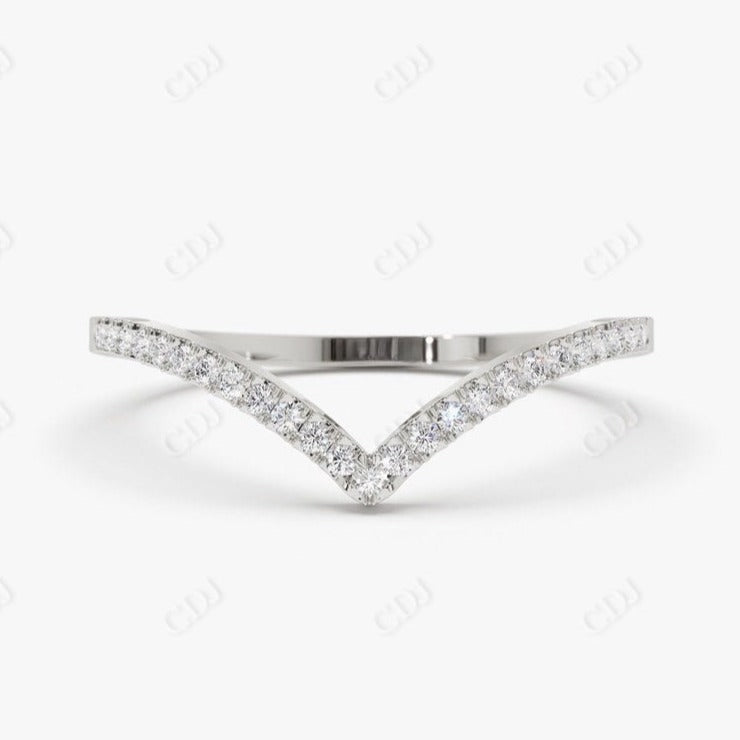 0.14 CTW Lab Grown Diamond Chevron Wedding Band  customdiamjewel 10KT White Gold VVS-EF