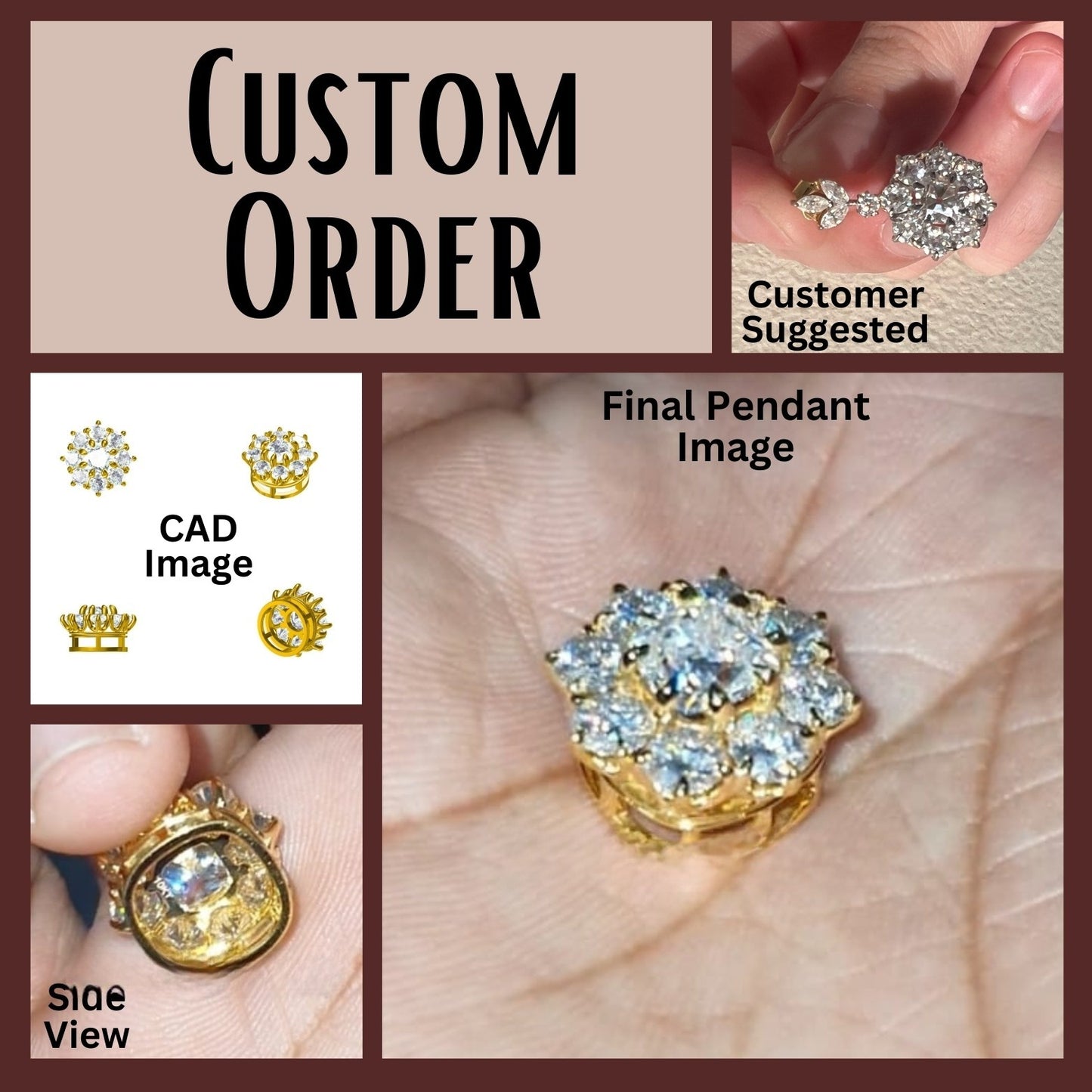 Crushed Ice Cushion Shaped Halo Moissanite Pendant  customdiamjewel   
