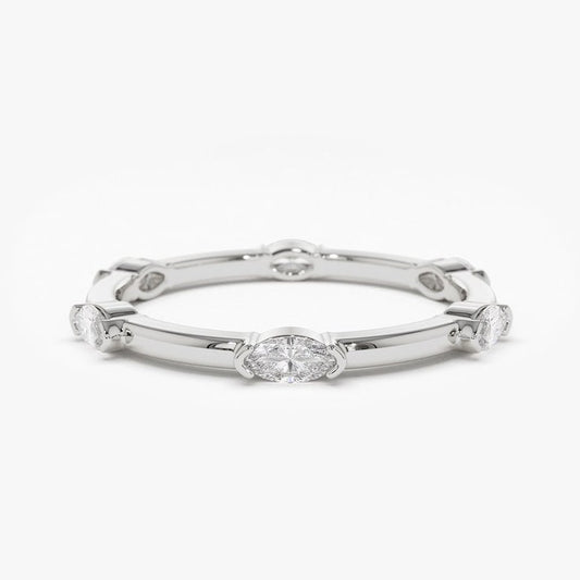0.45CTW East West Marquise Cut Natural Diamond Wedding Band  customdiamjewel 10 KT Solid Gold White Gold VVS-EF
