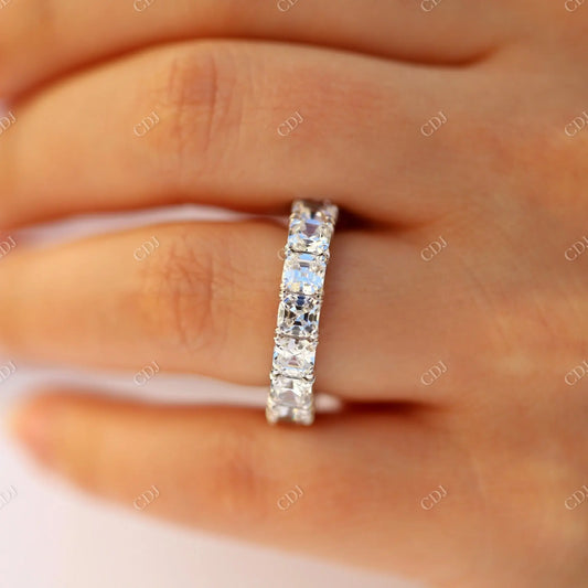 Asscher Cut Moissanite Eternity Wedding Band  customdiamjewel   