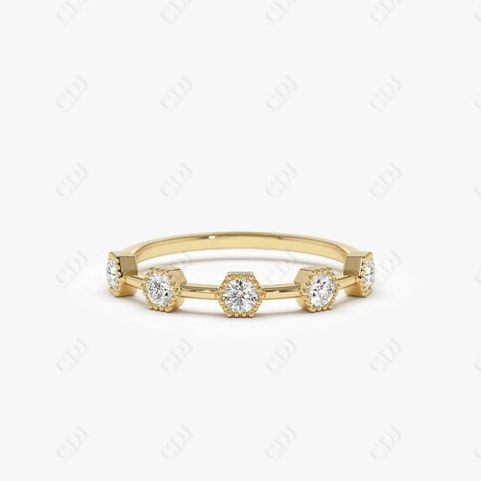 0.32CTW Lab Grown Milgrain Bezel Setting Diamond Wedding Band  customdiamjewel Sterling Silver Yellow Gold VVS-EF