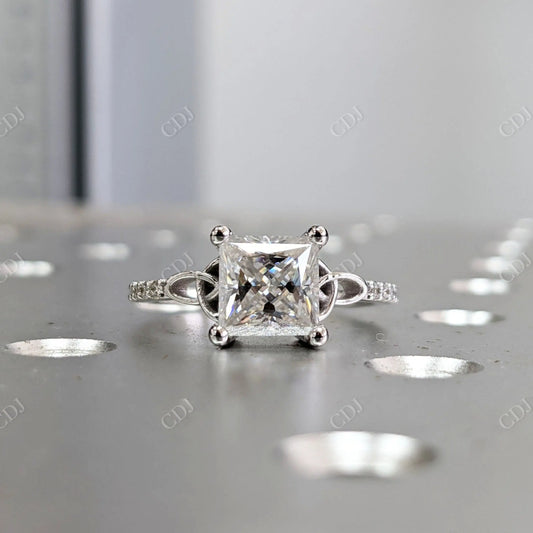 1.58CTW Princess Cut Moissanite Celtic Engagement Ring  customdiamjewel 10KT White Gold VVS-EF