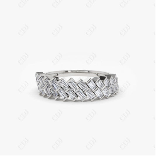 0.55CTW Lab Grown Baguette Diamond Wedding Band  customdiamjewel Sterling Silver White Gold VVS-EF