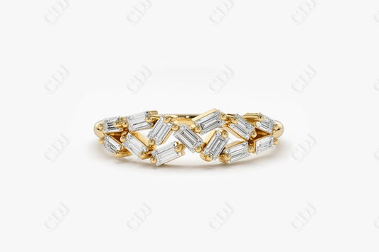 0.47CTW Lab Grown Baguette Cluster Diamond Band  customdiamjewel Sterling Silver Yellow Gold VVS-EF