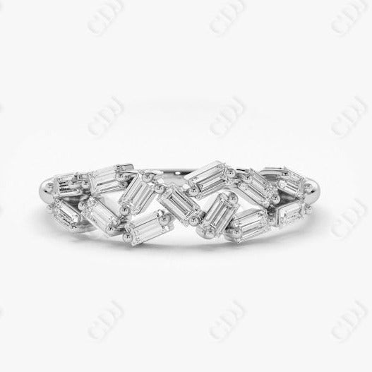 0.47CTW Lab Grown Baguette Cluster Diamond Band  customdiamjewel Sterling Silver White Gold VVS-EF