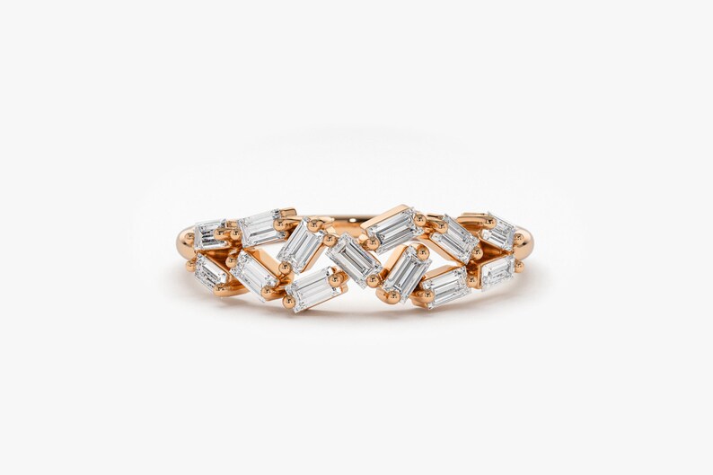 0.47CTW Natural Diamond 14K Gold Cluster Engagement Ring  customdiamjewel 10 KT Solid Gold Rose Gold VVS-EF