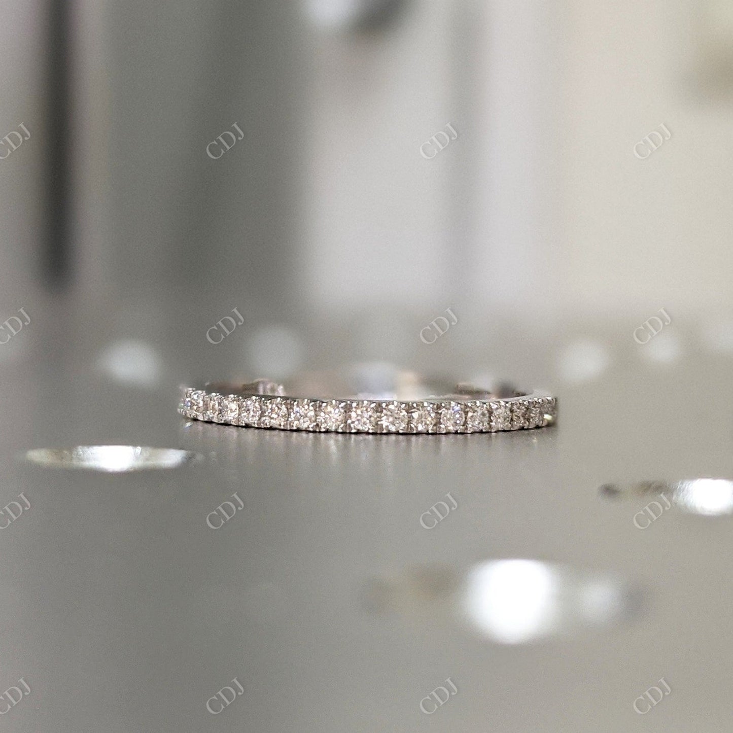0.18CTW Round Pave Lab Grown Diamond Wedding Band  customdiamjewel 10KT White Gold VVS-EF