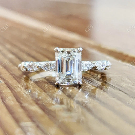 2.30CTW Emerald Cut Moissanite Engagement Ring  customdiamjewel 10KT White Gold VVS-EF