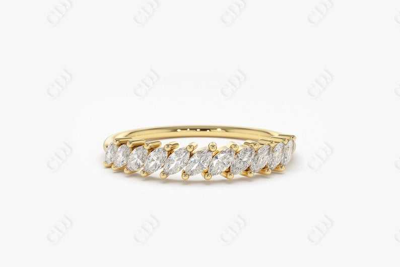 0.40CTW Lab Grown Marquise Diamond Wedding Band  customdiamjewel Sterling Silver Yellow Gold VVS-EF