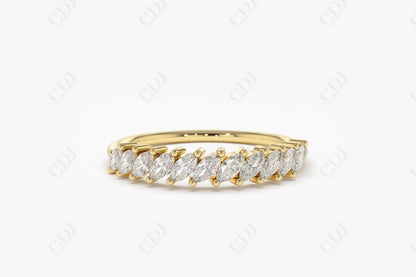 0.40CTW Lab Grown Marquise Diamond Wedding Band  customdiamjewel Sterling Silver Yellow Gold VVS-EF