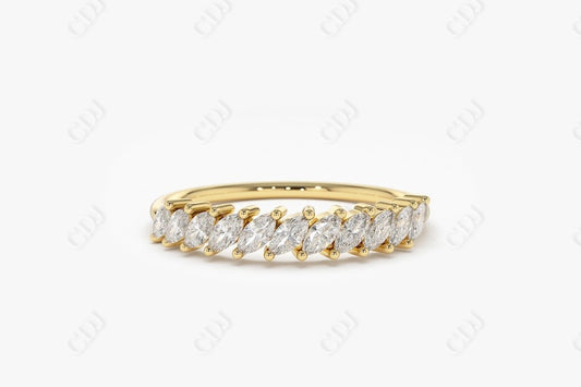 0.40CTW Lab Grown Marquise Diamond Wedding Band  customdiamjewel Sterling Silver Yellow Gold VVS-EF