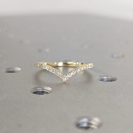 0.21CTW Round Pave Diamond Curved Wedding Band  customdiamjewel 10KT Yellow Gold VVS-EF