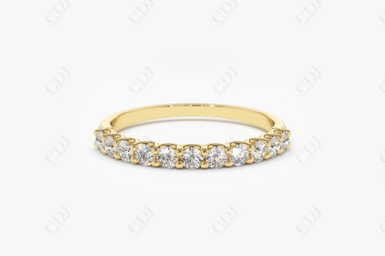 0.41CTW Lab Grown Round Diamond Wedding Band  customdiamjewel Sterling Silver Yellow Gold VVS-EF