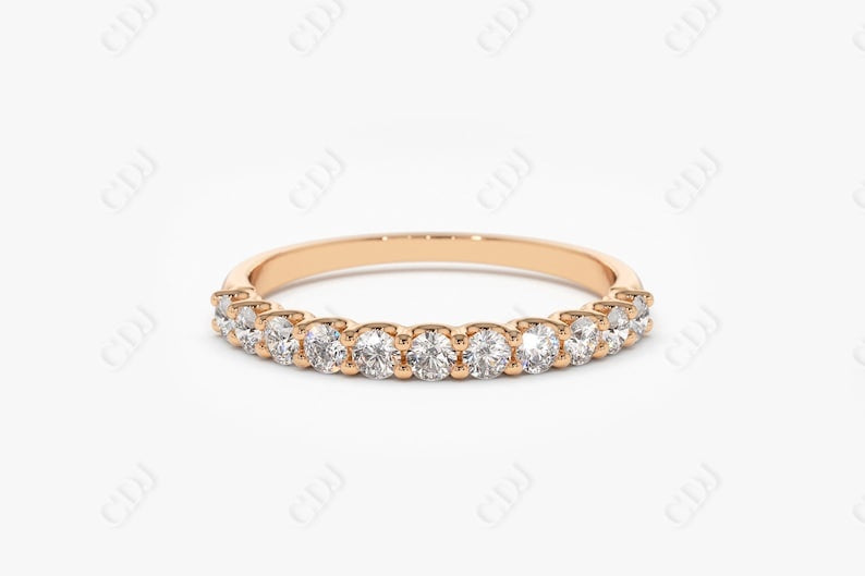 0.41CTW Lab Grown Round Diamond Wedding Band  customdiamjewel Sterling Silver Rose Gold VVS-EF