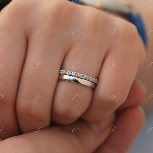 Plain White Gold Band and Half Eternity Moissanite Wedding Band  customdiamjewel   