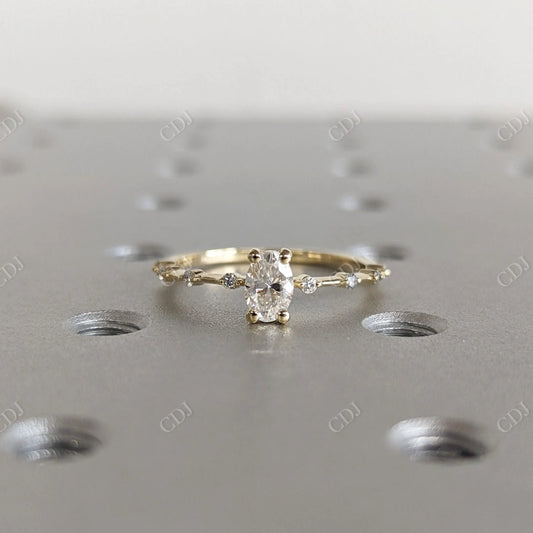 0.60CTW Oval Cut Moissanite Dainty Engagement Ring  customdiamjewel 10KT Yellow Gold VVS-EF