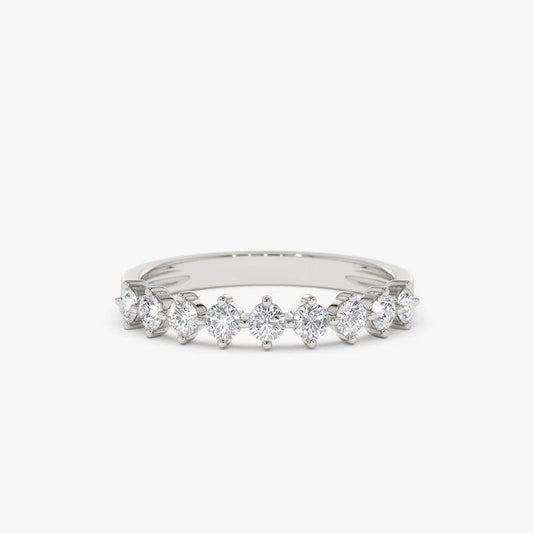 0.55CTW Natural Diamond 14K Solid Gold Half Eternity Band  customdiamjewel 10 KT Solid Gold White Gold VVS-EF